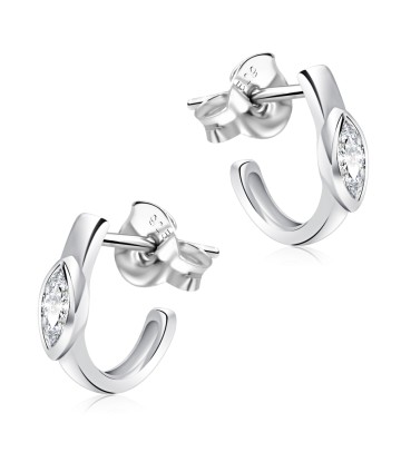 Shining Curved With CZ Stone Silver Ear Stud STS-5316